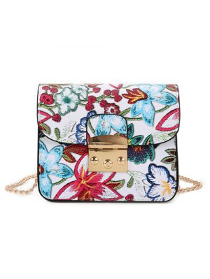 Mini Bolso De Crossbody De La Cadena Floral - Blanco