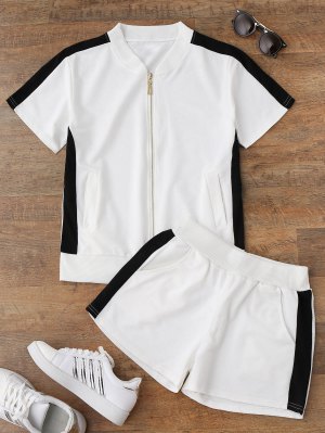 Traje De Dos Tonos Y Pantalones Cortos - Blanco Xl