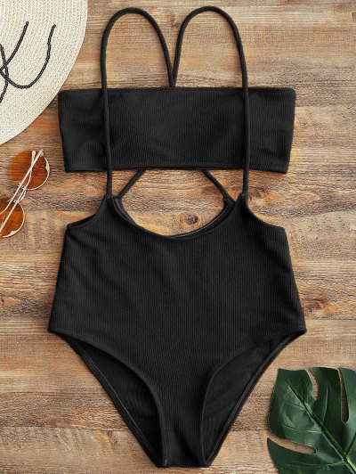 Top Bandeau E Cintura Alta BiquÃ­ni Deslizamento - Preto S