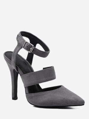 Sandálias De Calcanhar Com Salto Stiletto - Cinza 34