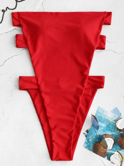 Fato De Banho Bandeau De Corte Alto Sem Costas ZAFUL - Vermelho S